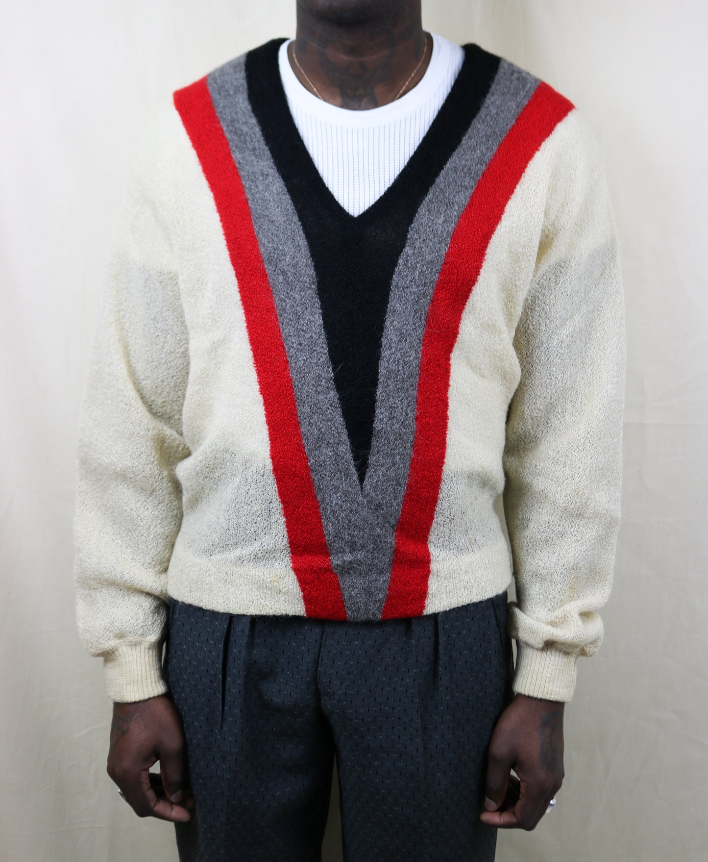 1960s 70S deep V Neck Sweater