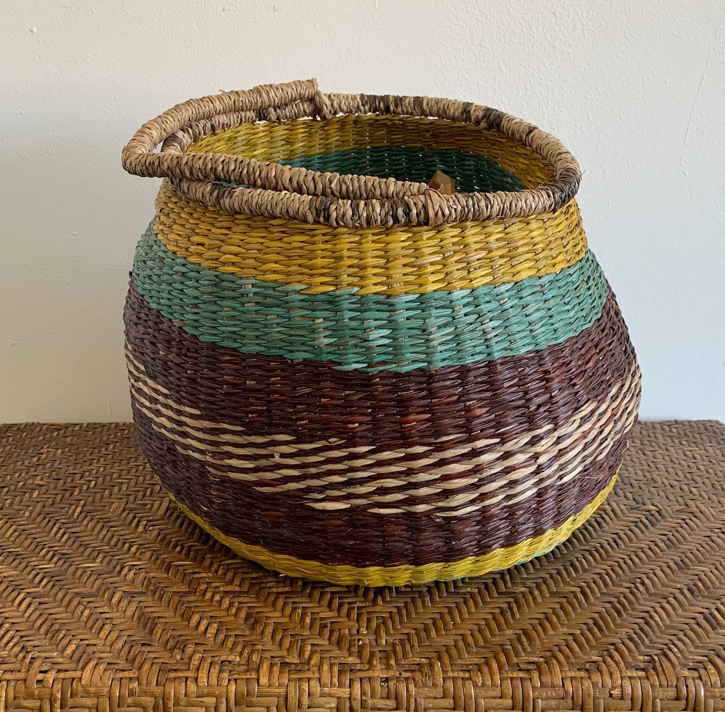 Vintage Raffia Handled Basket