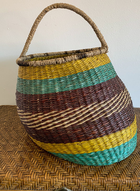 Vintage Raffia Handled Basket